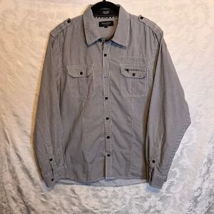 Vintage Y2K Eighty Eight Platinum Mens Striped Button Up Shirt XL Long Sleeve‎